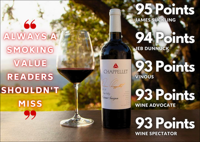95-99pt Chappellet Cab WS Top 10 Repeat? "Always a Smoking Value & BEST Napa Cab"