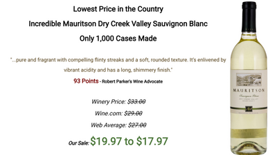 45% Off! Dry Creek Legend Mauritson RP 93 Sauv Blanc & Zin