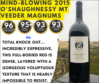 96pt Aged Cult Mt Veeder Cab Mags: O'Shaughnessy 2015 by Peter Michael Veteran