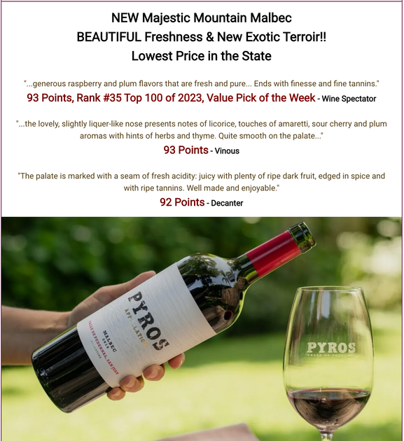 Rank #35 WS Top 100 Majestic Mtn Malbec STUNNER – Artisan W&S