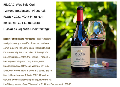 96pt Cult ROAR Pinots 📣 Rosellas, Soberanes, Sierra Mar