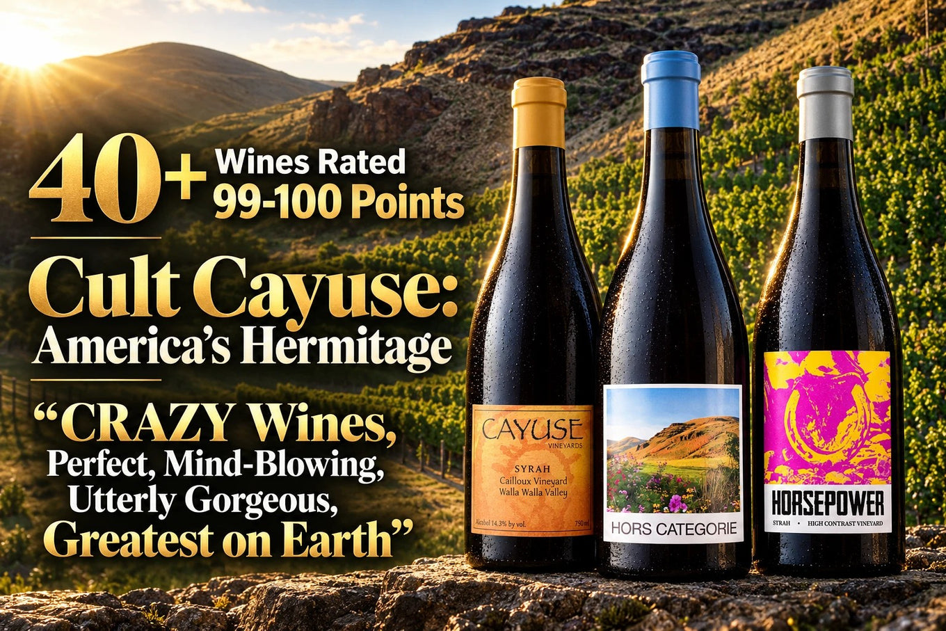 Cult Cayuse, America's Hermitage: 40+ wines rated 99-100 points. Crazy wines, perfect, mind-blowing, utterly gorgeous, greatest on earth