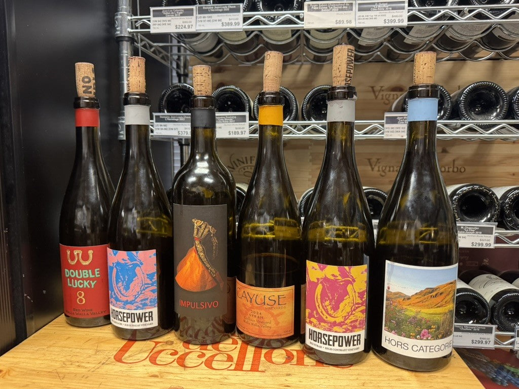 The Cayuse and Horsepower bottles we tasted at Artisan