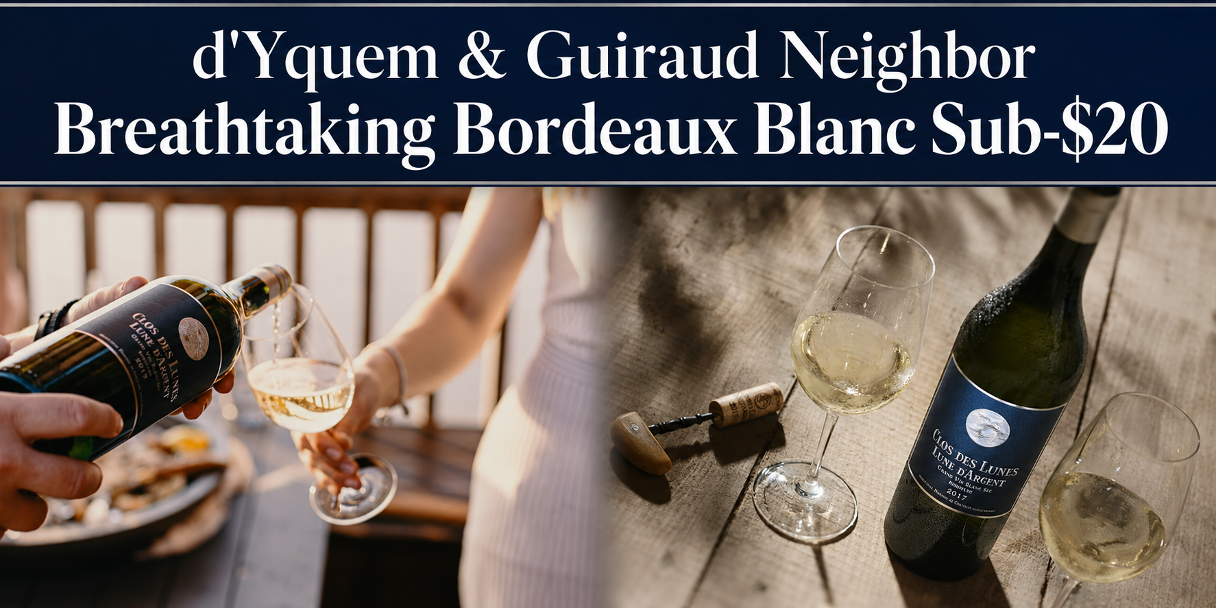 Clos des Lunes Lune d’Argent Bordeaux Blanc being poured