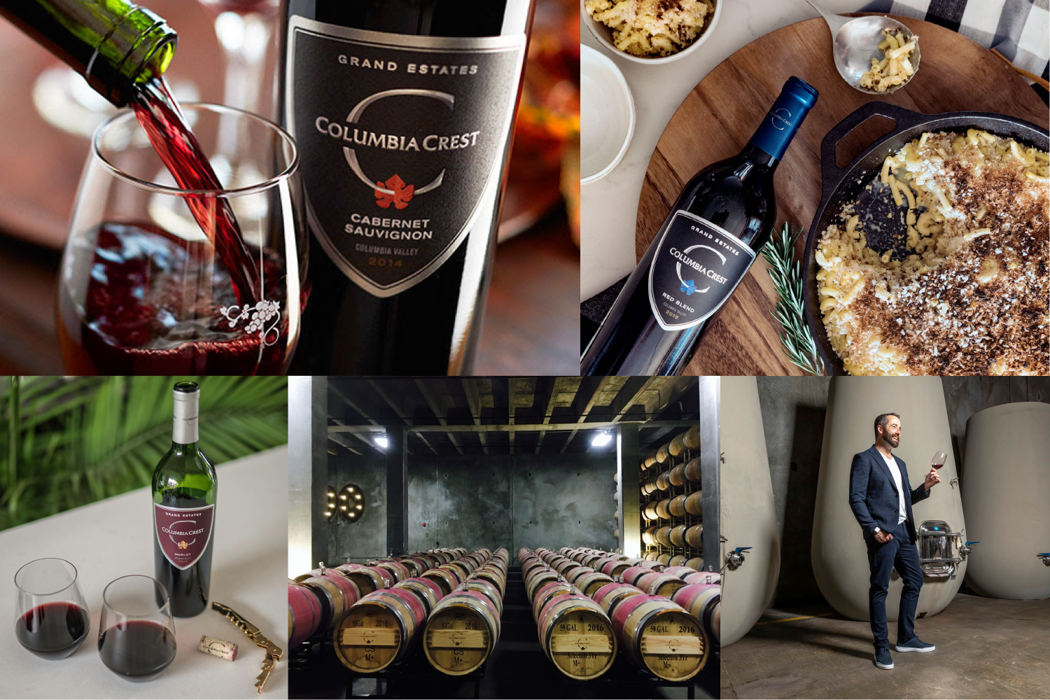Columbia Crest Grand Estates Cabernet Sauvignon and Red Blend, barrel room and winemaker