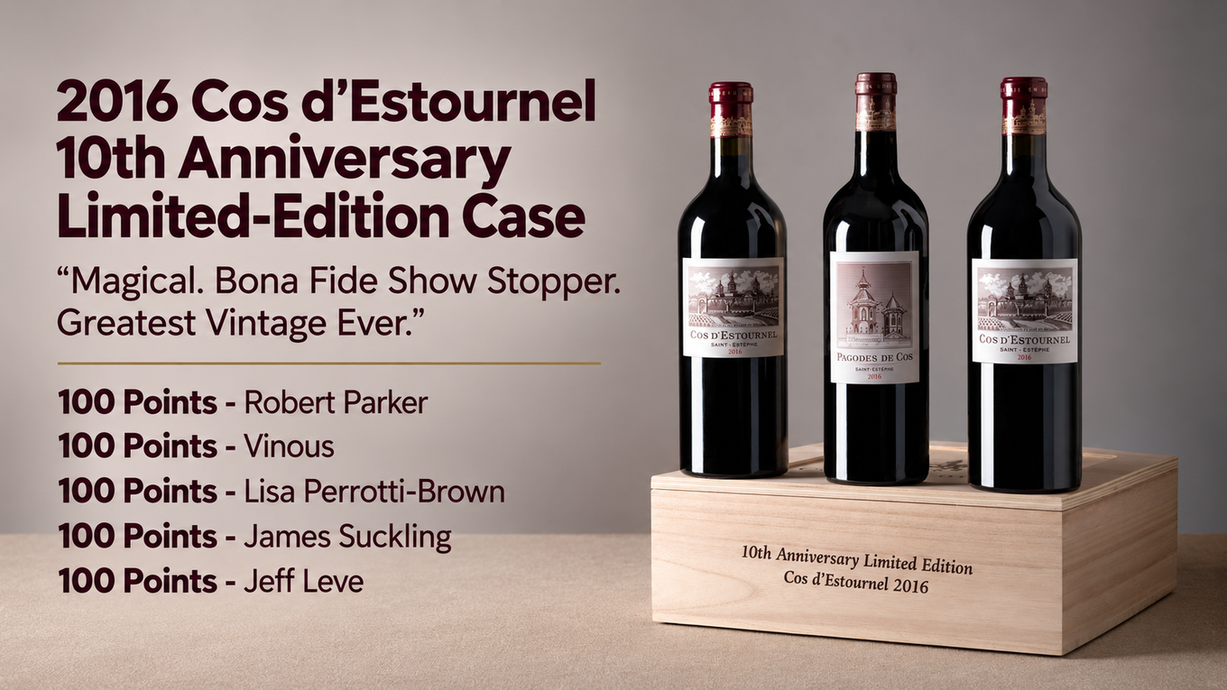 2016 Cos d’Estournel 10th Anniversary Limited-Edition Case: five 100-point scores