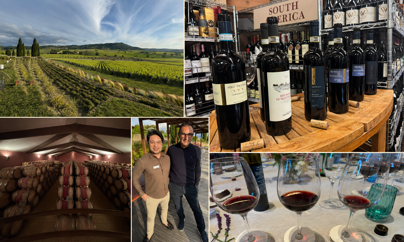 Siro Pacenti in Montalcino, the barrel cellar and the range at Artisan