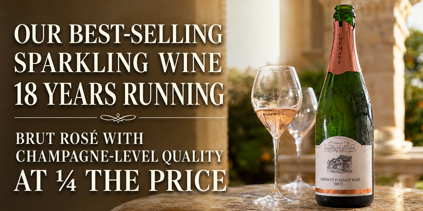 Our best-selling sparkling wine 18 years running: a brut rose with Champagne-level quality at a quarter of the price