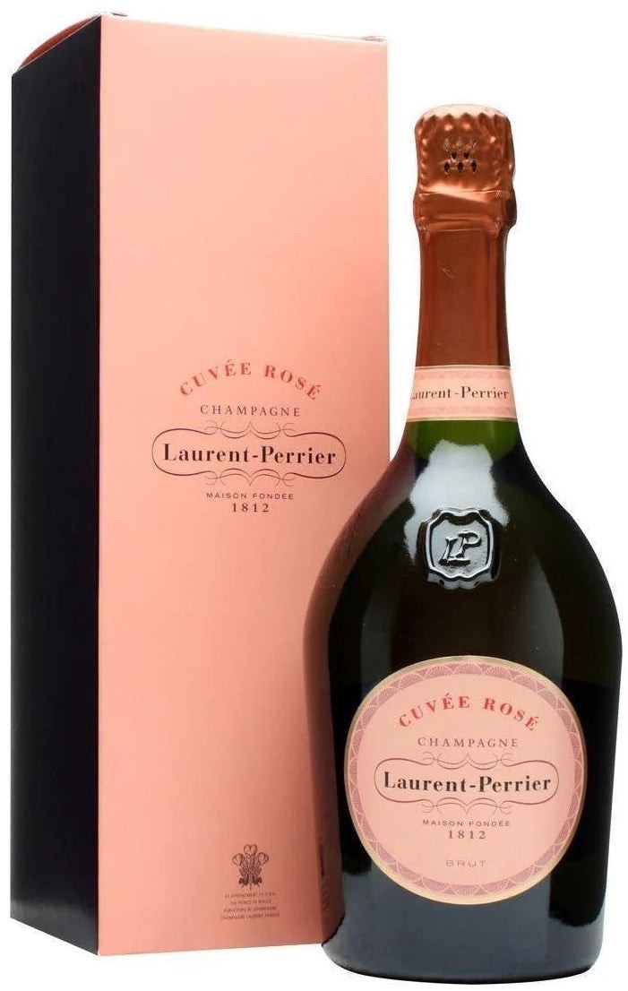 Laurent-Perrier Cuvee Rose Champagne bottle with its pink gift box