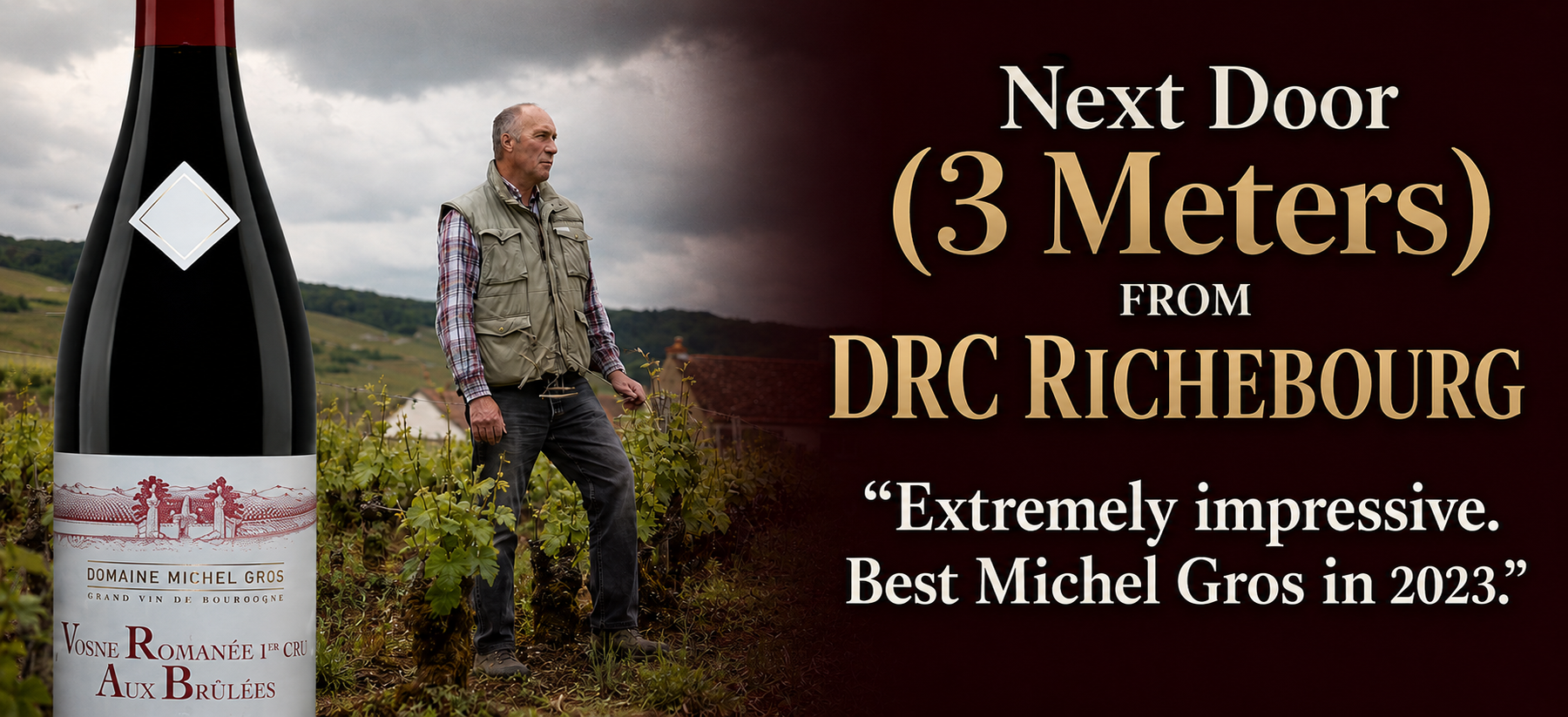 Michel Gros in his Vosne-Romanee vines - Next Door (3 Meters) From DRC Richebourg