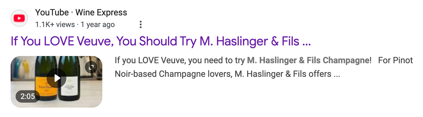 Veuve Clicquot Yellow Label beside M. Haslinger & Fils Brut NV